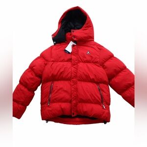 Nike Air Jordan Puffer Jacket Mens Medium Red Hooded Winter Coat Jumpman NWT